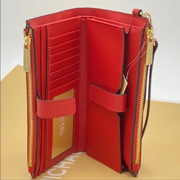 MK Jet Set Travel Double Zip Wrstl Smartphone Case Wallet FLAME